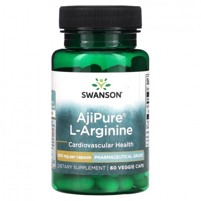 Аминокислота Swanson Ajipure L-Arginine 500 мг 60 капсул